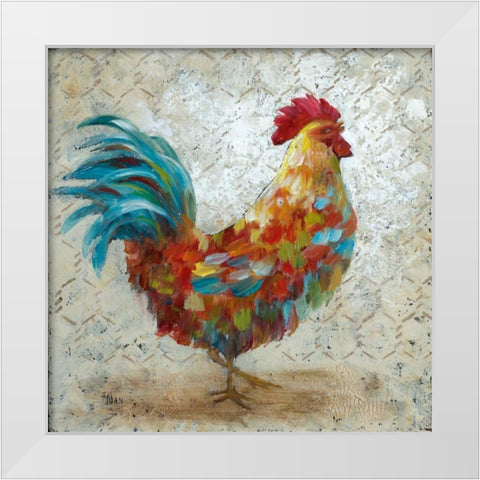 Fancy Rooster I White Modern Wood Framed Art Print by Nan