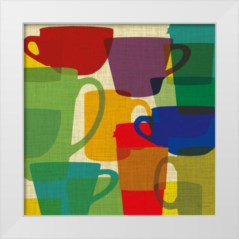 Kitchen Cups White Modern Wood Framed Art Print by Craven, Katrina
