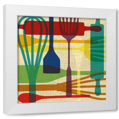Kitchen Utensils White Modern Wood Framed Art Print by Craven, Katrina