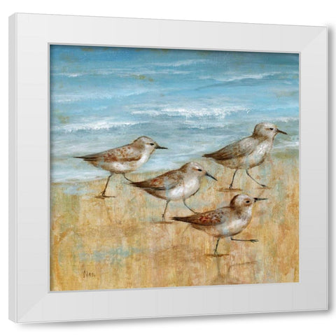 Sandpipers I White Modern Wood Framed Art Print by Nan