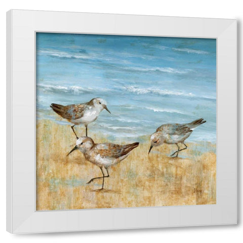 Sandpipers II White Modern Wood Framed Art Print by Nan