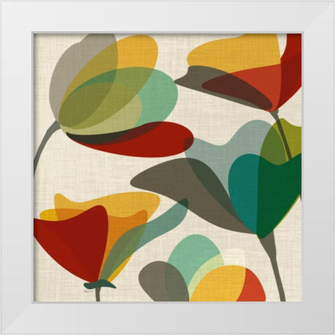 Flower Shapes I White Modern Wood Framed Art Print by Craven, Katrina