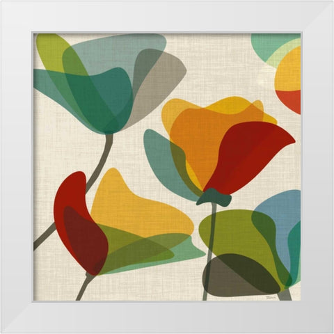 Flower Shapes II White Modern Wood Framed Art Print by Craven, Katrina