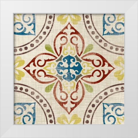 Global Tile I White Modern Wood Framed Art Print by Craven, Katrina