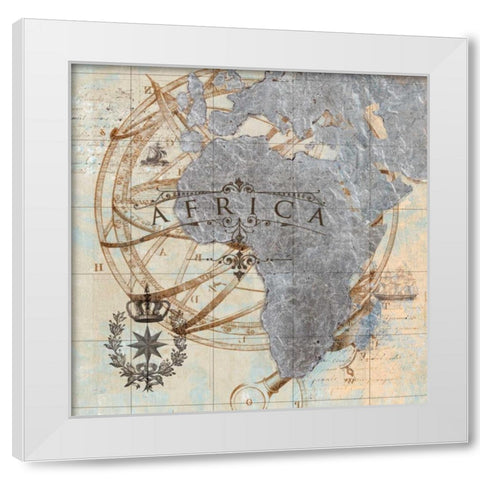 Africa White Modern Wood Framed Art Print by Tava Studios