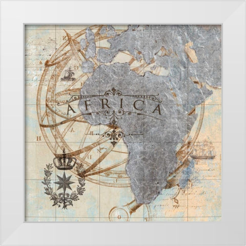 Africa White Modern Wood Framed Art Print by Tava Studios