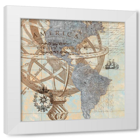 New World White Modern Wood Framed Art Print by Tava Studios