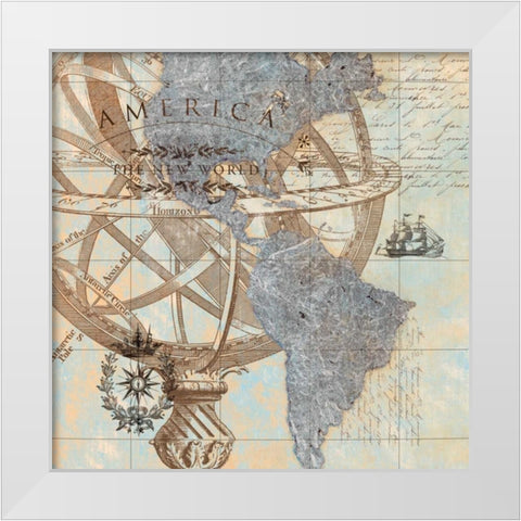New World White Modern Wood Framed Art Print by Tava Studios