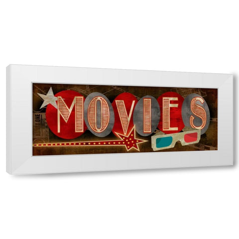 Movies White Modern Wood Framed Art Print by Knutsen, Conrad