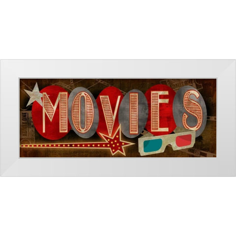 Movies White Modern Wood Framed Art Print by Knutsen, Conrad