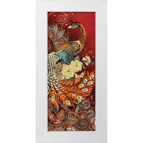 Peacock II White Modern Wood Framed Art Print by Knutsen, Conrad