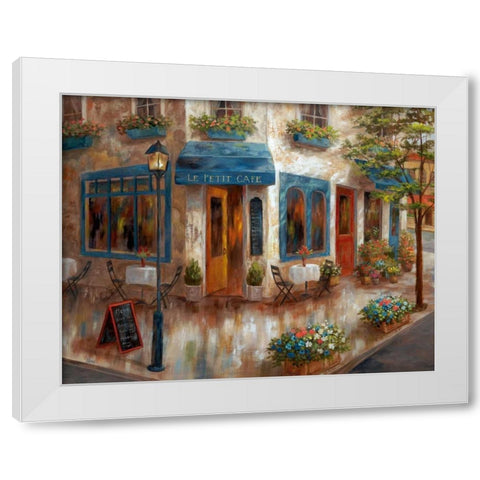 Le Petit Cafe White Modern Wood Framed Art Print by Nan