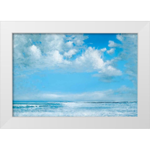 At The Beach White Modern Wood Framed Art Print by David, West