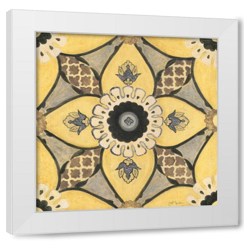 Moroccan Tile White Modern Wood Framed Art Print by Tava Studios