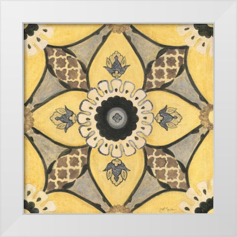 Moroccan Tile White Modern Wood Framed Art Print by Tava Studios