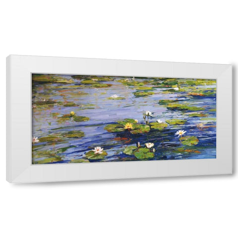 Water Lillies White Modern Wood Framed Art Print by Swatland, Sally