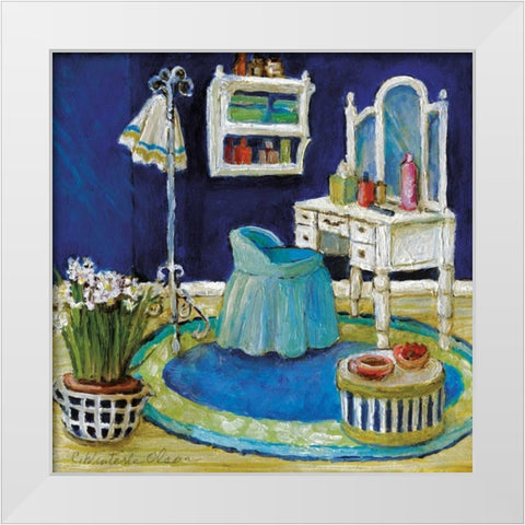 Blue Boudoir II White Modern Wood Framed Art Print by Olson, Charlene