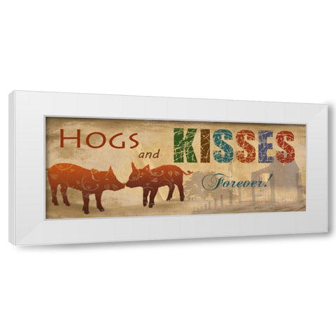 Hogs and Kisses White Modern Wood Framed Art Print by Nan