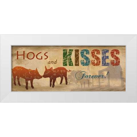 Hogs and Kisses White Modern Wood Framed Art Print by Nan