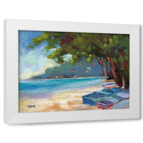 Beachside White Modern Wood Framed Art Print by Margulis, Karen