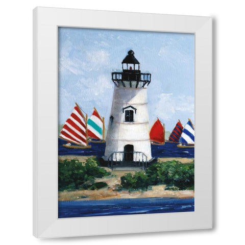 Brandt Point Lighthouse White Modern Wood Framed Art Print by Swatland, Sally