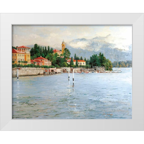 Lake Como White Modern Wood Framed Art Print by Swatland, Sally