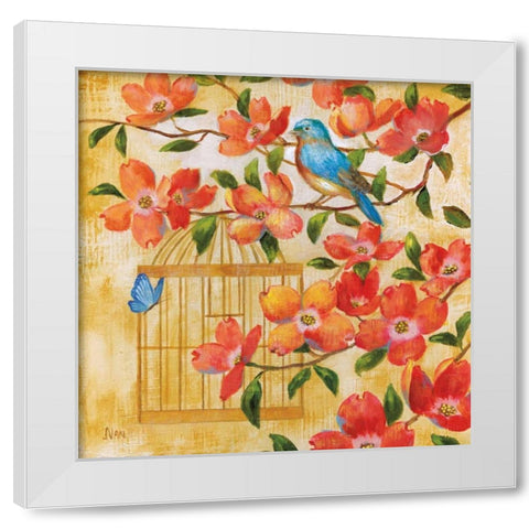 Spring Fling II White Modern Wood Framed Art Print by Nan