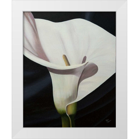 Black Tie Lily White Modern Wood Framed Art Print by Macoce, Ellen