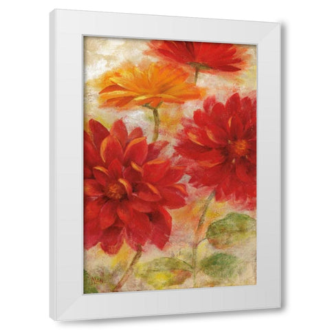 Red Floral II White Modern Wood Framed Art Print by Nan