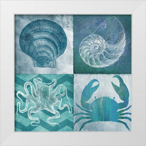 Nautical Quad I White Modern Wood Framed Art Print by Knutsen, Conrad