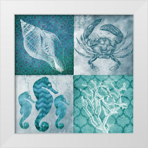 Nautical Quad II White Modern Wood Framed Art Print by Knutsen, Conrad