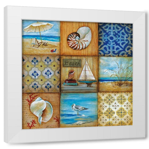 Beach Scenes White Modern Wood Framed Art Print by Tava Studios
