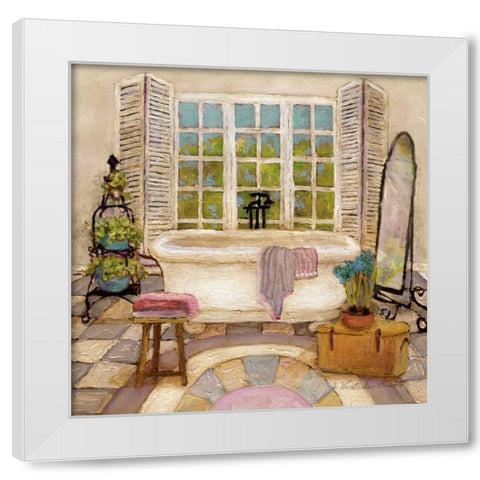 Sunny Day Bath II White Modern Wood Framed Art Print by Olson, Charlene