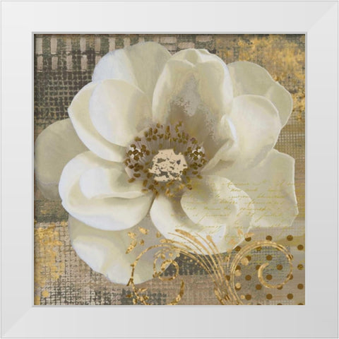 White Poppy Shimmer I White Modern Wood Framed Art Print by Nan