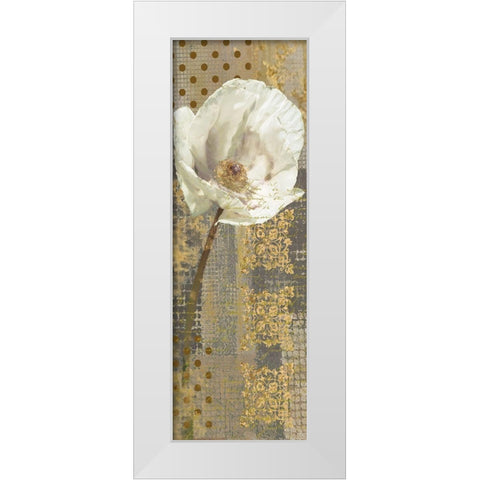 White Poppy Shimmer I-Resized White Modern Wood Framed Art Print by Nan