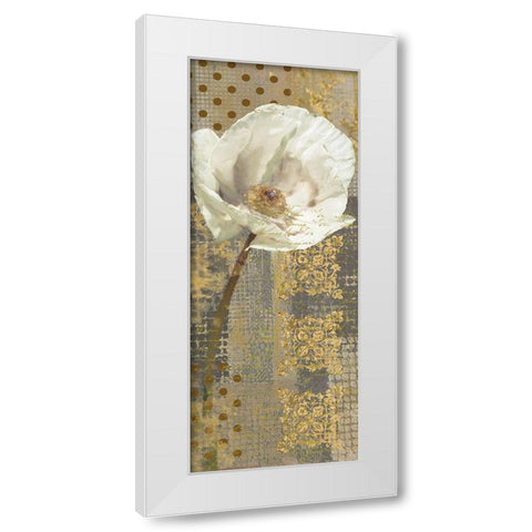 White Poppy Shimmer I White Modern Wood Framed Art Print by Nan