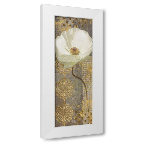 White Poppy Shimmer II-Resized White Modern Wood Framed Art Print by Nan