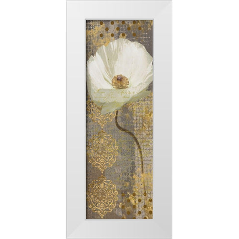 White Poppy Shimmer II-Resized White Modern Wood Framed Art Print by Nan