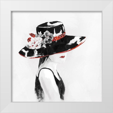 Red on Black I White Modern Wood Framed Art Print by Nan