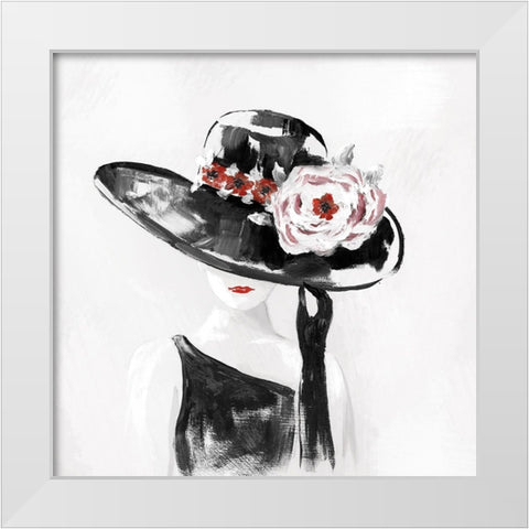 Red on Black II White Modern Wood Framed Art Print by Nan