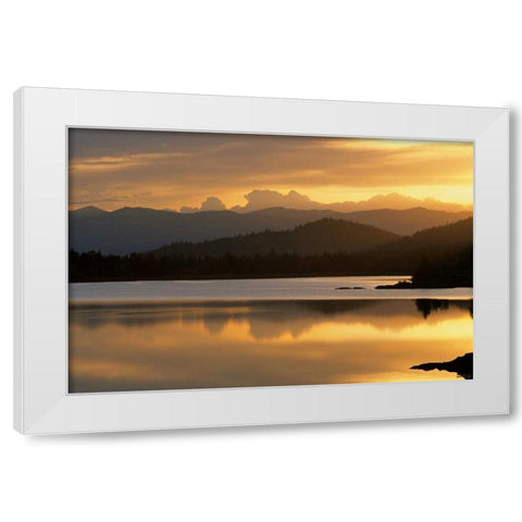 Sunset at Rainbow Lake White Modern Wood Framed Art Print by Delimont, Danita