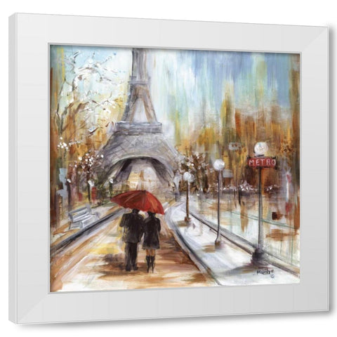 Romantic Paris White Modern Wood Framed Art Print by Dunlap, Marilyn
