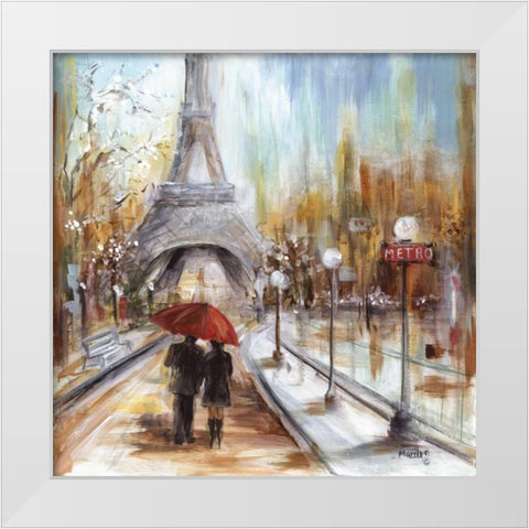 Romantic Paris White Modern Wood Framed Art Print by Dunlap, Marilyn