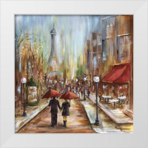 Afternoon Cafe White Modern Wood Framed Art Print by Dunlap, Marilyn