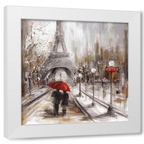Rainy Paris White Modern Wood Framed Art Print by Dunlap, Marilyn