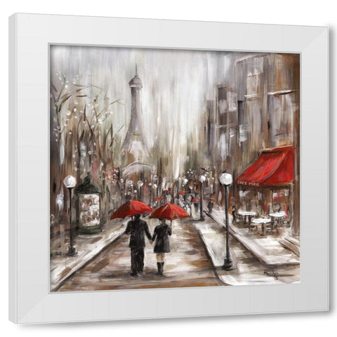 Rainy Afternoon Cafe White Modern Wood Framed Art Print by Dunlap, Marilyn