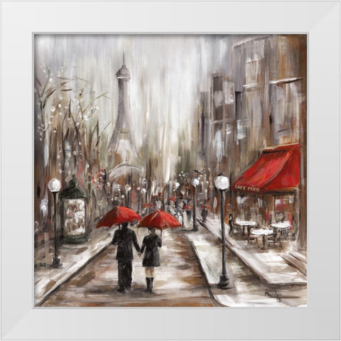 Rainy Afternoon Cafe White Modern Wood Framed Art Print by Dunlap, Marilyn