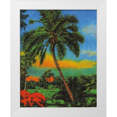 Tropical Sunset White Modern Wood Framed Art Print by Pattinian, Merri
