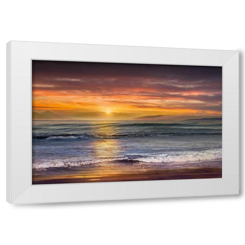 Sundown White Modern Wood Framed Art Print by Calascibetta, Mike