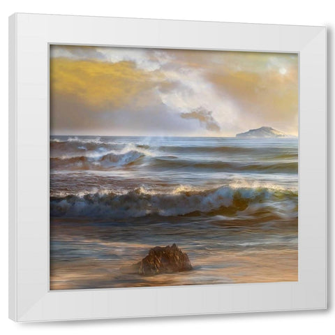 Distant Island White Modern Wood Framed Art Print by Calascibetta, Mike